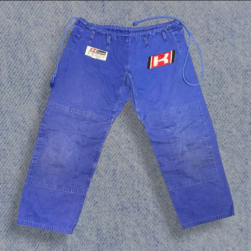 Fightart BJJ Gi Pants - Blue Cotton Ripstop Martial Arts Pants - Size M-L